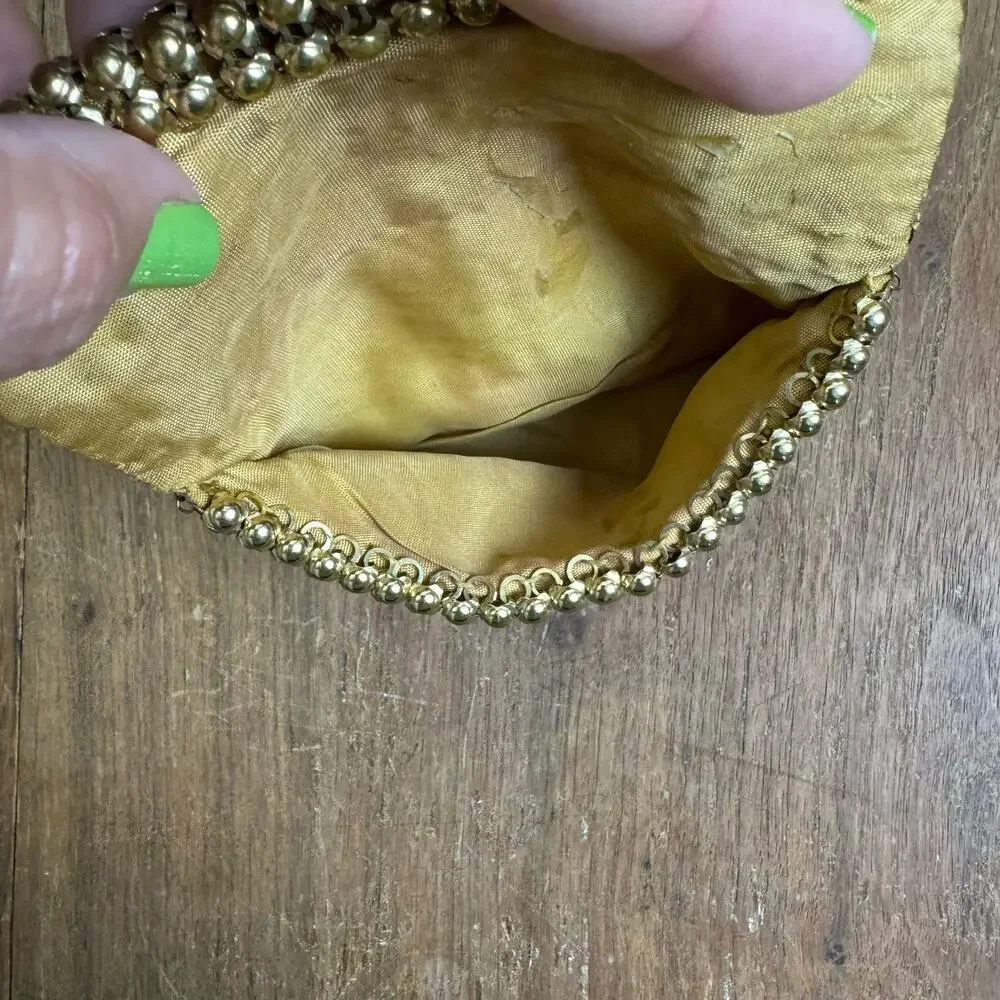 Whiting & Davis Vintage Brass‎ Metal Mesh Chainmail Clutch handbag purse